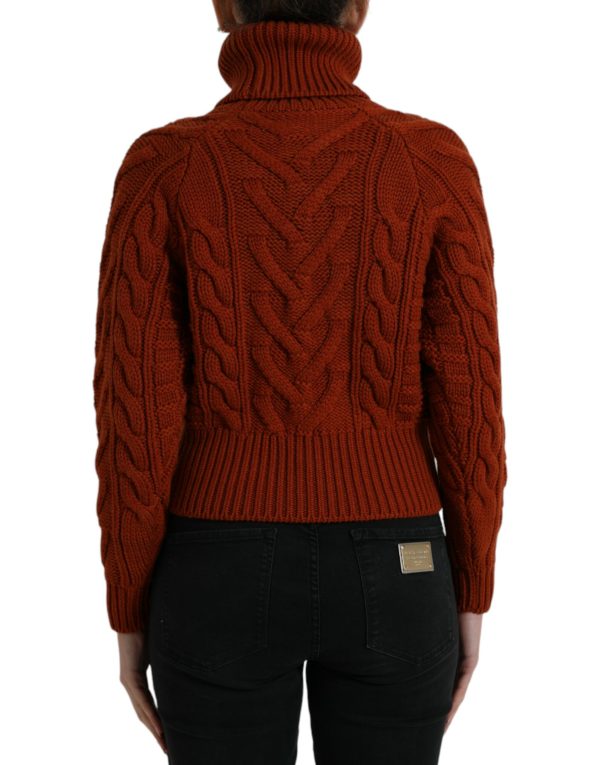 Elegant Brown Turtleneck Wool Sweater - Image 3
