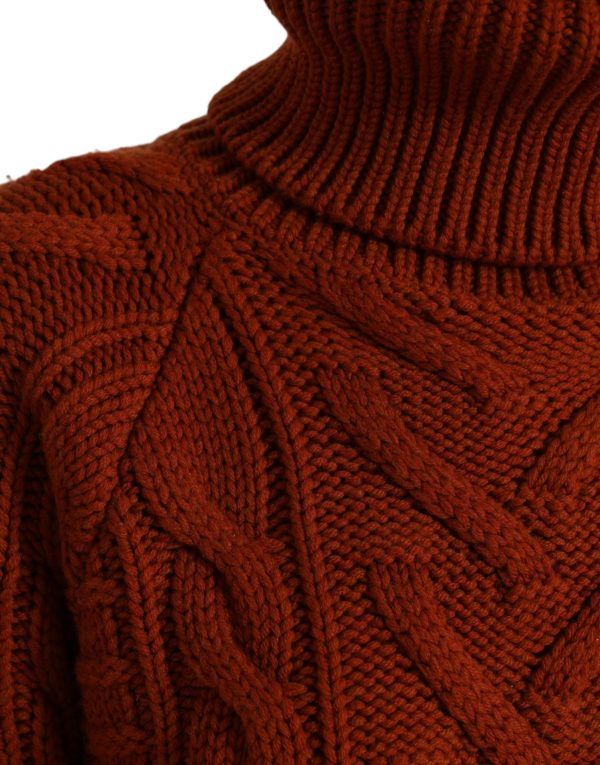 Elegant Brown Turtleneck Wool Sweater - Image 5