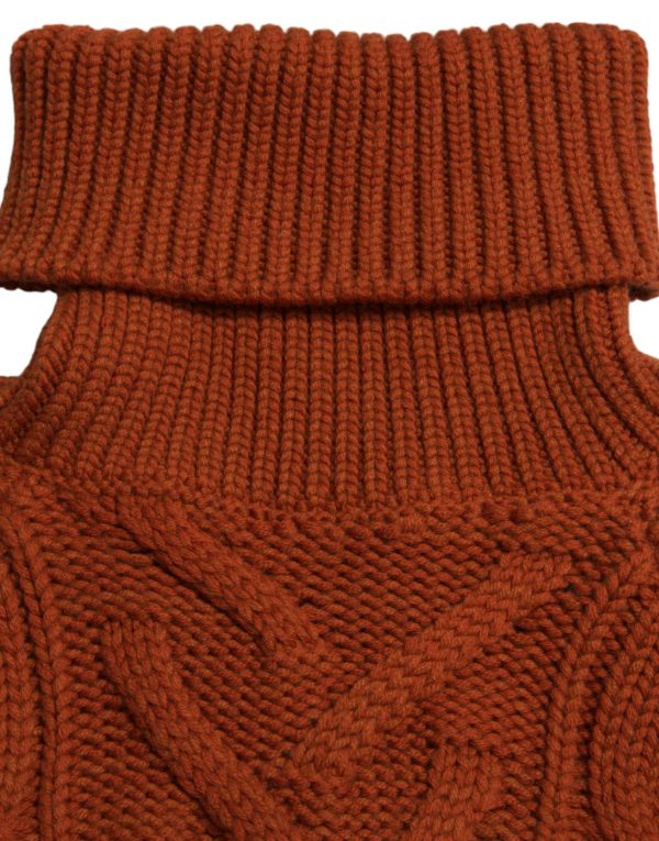 Elegant Brown Turtleneck Wool Sweater - Image 6