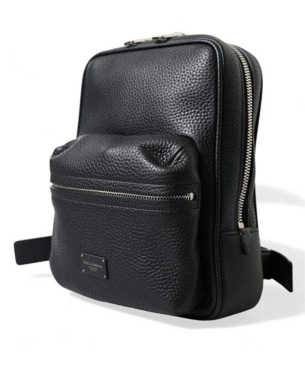 Chic Black Calf Leather Small Backpack - Image 2