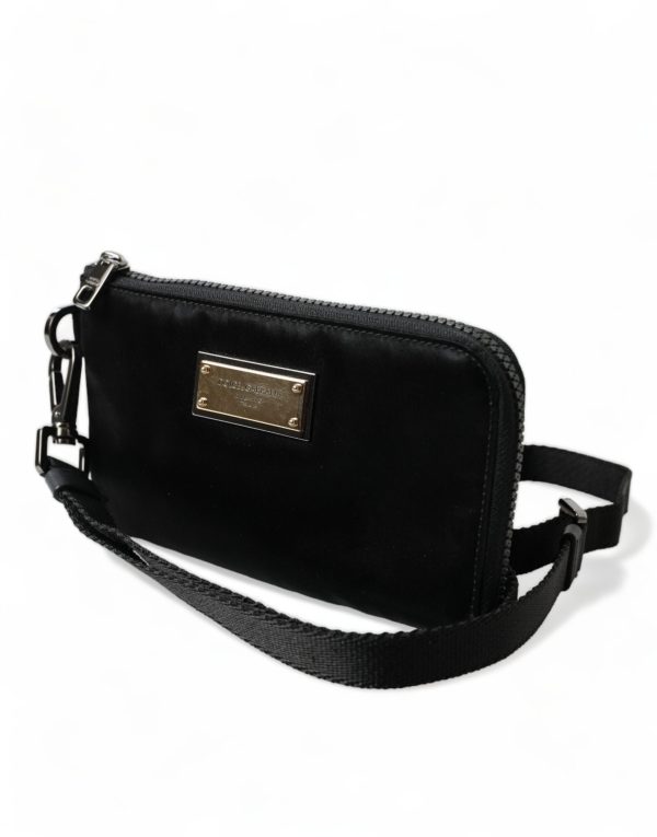 Elegant Black Nylon & Leather Pouch - Image 2