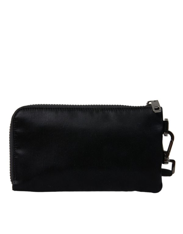 Elegant Black Nylon & Leather Pouch - Image 3