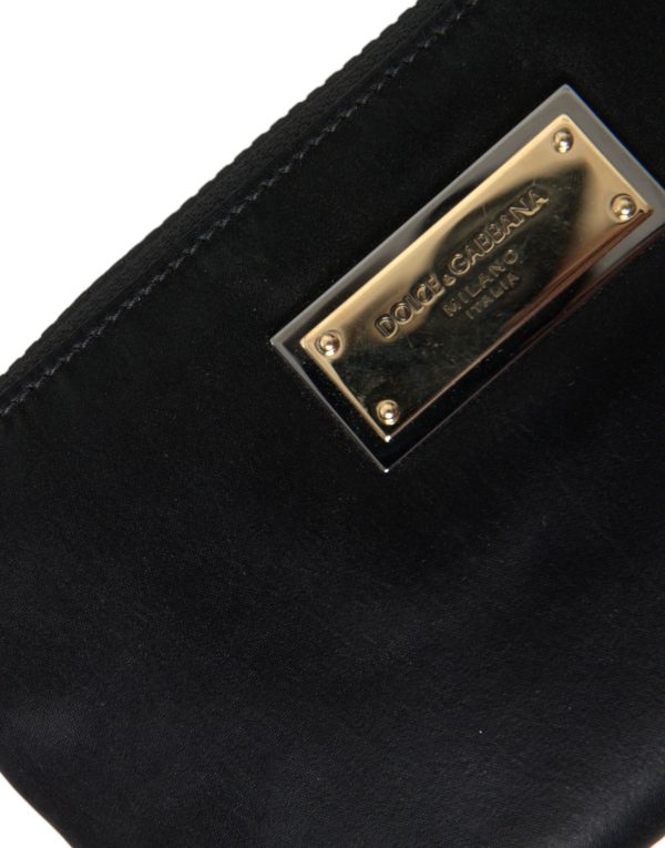 Elegant Black Nylon & Leather Pouch - Image 4