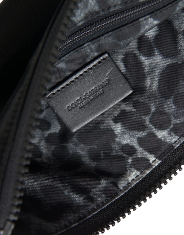 Elegant Black Nylon & Leather Pouch - Image 7