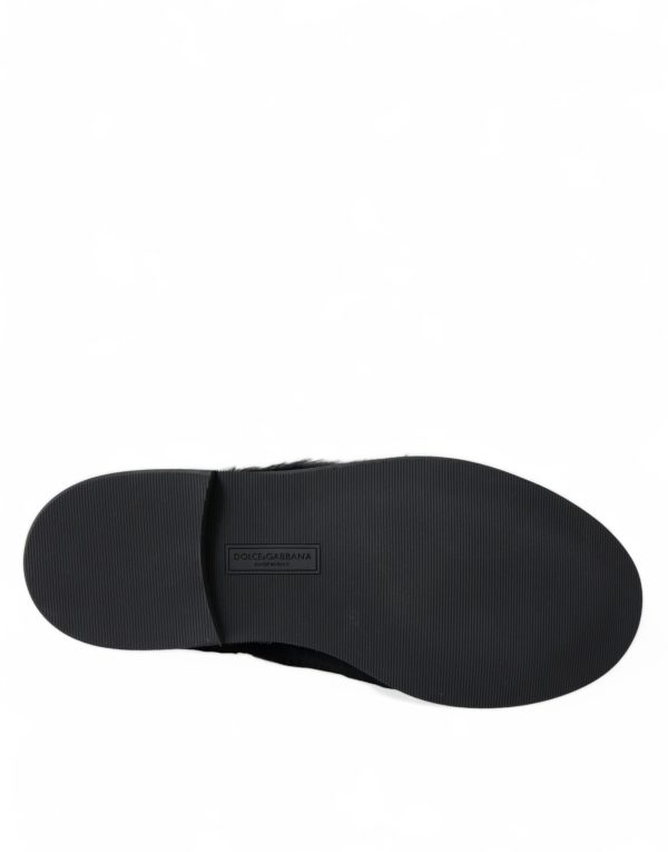 Elegant Black Fur Derby Dress Shoes for Men - Image 6
