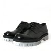Sophisticated Black and White Leather Derby Shoes - Image 3