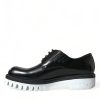 Sophisticated Black and White Leather Derby Shoes - Image 5