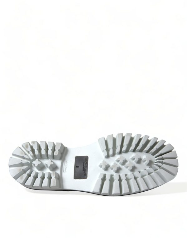Sophisticated Black and White Leather Derby Shoes - Image 6