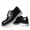 Sophisticated Black and White Leather Derby Shoes - Image 7
