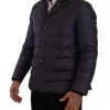 Elegant Dark Blue Silk Blend Jacket - Image 3