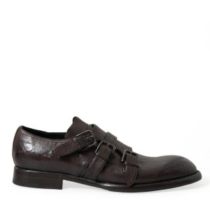 Elegant Triple Buckle Leather Dress Shoes