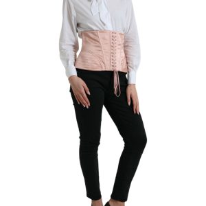 Elegant Pink Lace-Up Corset Belt