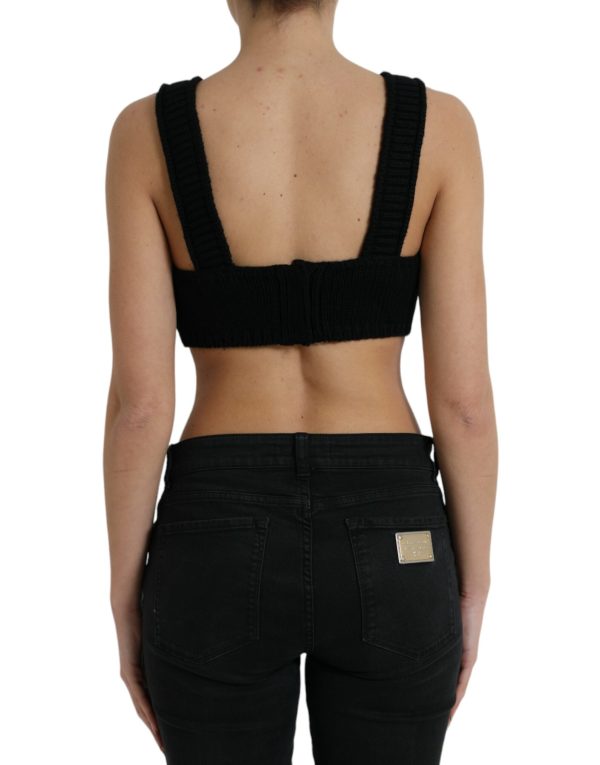 Elegant Black Cashmere Bustier Crop Top - Image 3