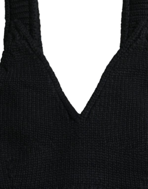 Elegant Black Cashmere Bustier Crop Top - Image 5