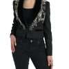 Elegant Embellished Black Overcoat Jacket - Image 2