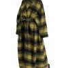 Chic Checkered Long Trench Coat in Sunny Yellow - Image 2