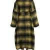 Chic Checkered Long Trench Coat in Sunny Yellow - Image 3