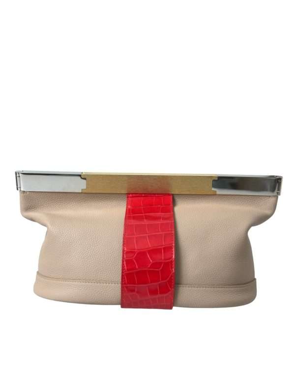 Two Tone Exotic Leather Clutch - Image 3