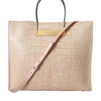 Alligator Leather Chic Pink Tote Bag
