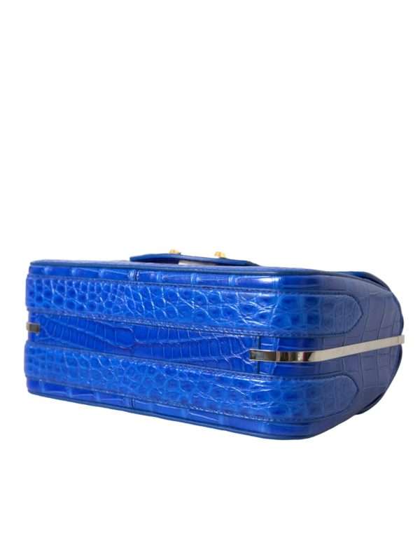 Alligator Skin Mini Shoulder Bag - Elegant Blue - Image 5