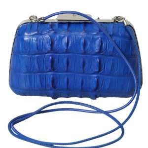 Electric Blue Crocodile Skin Clutch