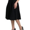 Black High Waist A-line Knee Length Skirt - Image 2