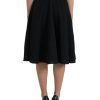 Black High Waist A-line Knee Length Skirt - Image 3