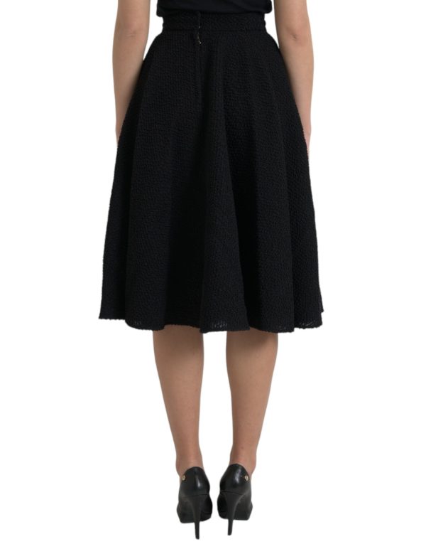 Black High Waist A-line Knee Length Skirt - Image 3
