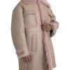 Beige Pink Lamb Leather Shearling Coat Jacket - Image 2