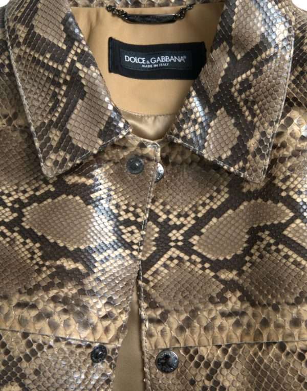 Beige Exotic Leather Biker Blouson Jacket - Image 7