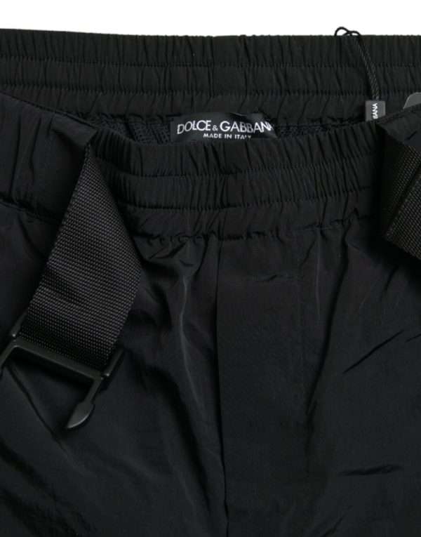 Black Red Leopard Print Nylon Jogger Pants - Image 5