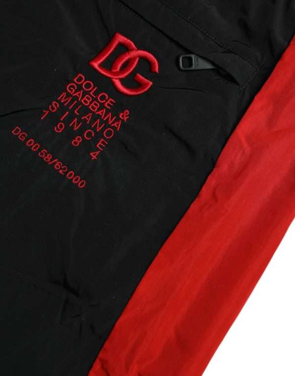 Black Red Leopard Print Nylon Jogger Pants - Image 6