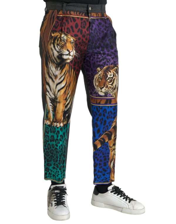 Multicolor Tiger Leopard Cotton Loose Tapered Pants - Image 2