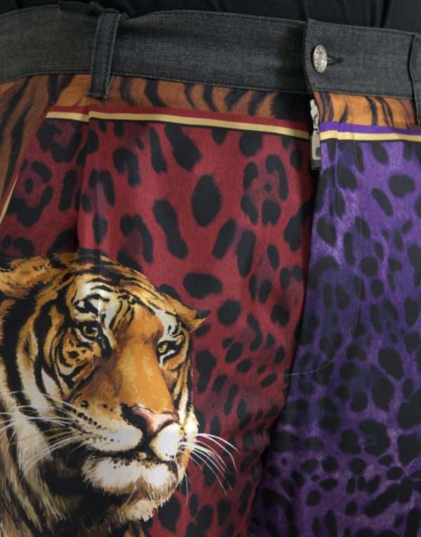 Multicolor Tiger Leopard Cotton Loose Tapered Pants - Image 4