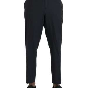 Blue Wool Men Skinny Dress Pants