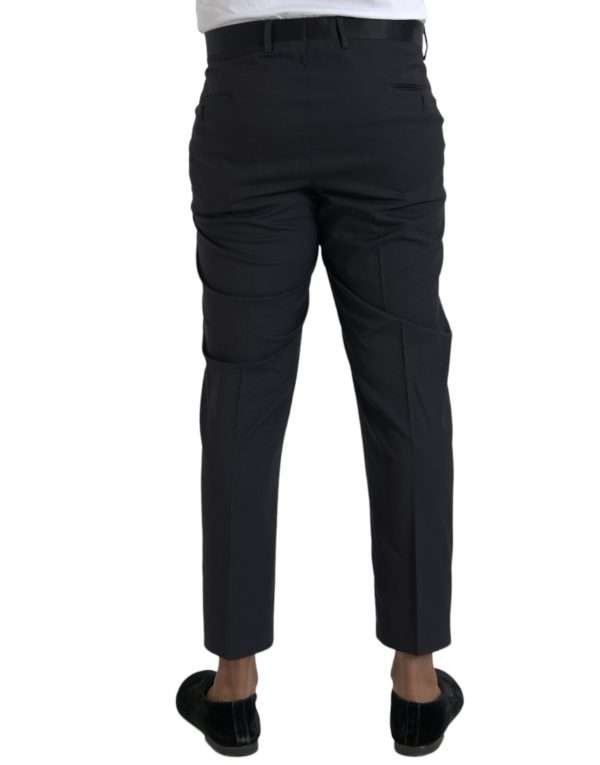 Blue Wool Men Skinny Dress Pants - Image 3