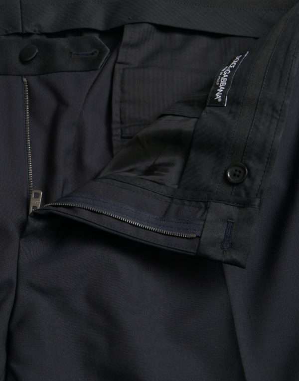 Blue Wool Men Skinny Dress Pants - Image 5