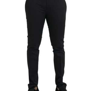 Black Cotton Stretch Skinny Dress Pants
