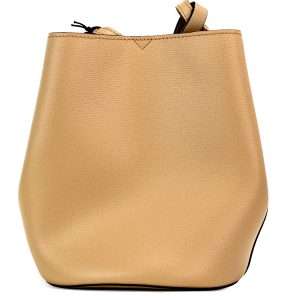 Lorne Small Camel Haymarket Check Pebble Leather Bucket Handbag Purse