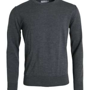Dark Gray Wool Crew Neck Pullover Sweater