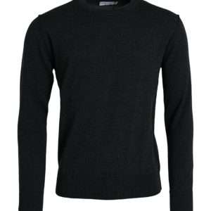Dark Gray Wool Crew Neck Pullover Sweater