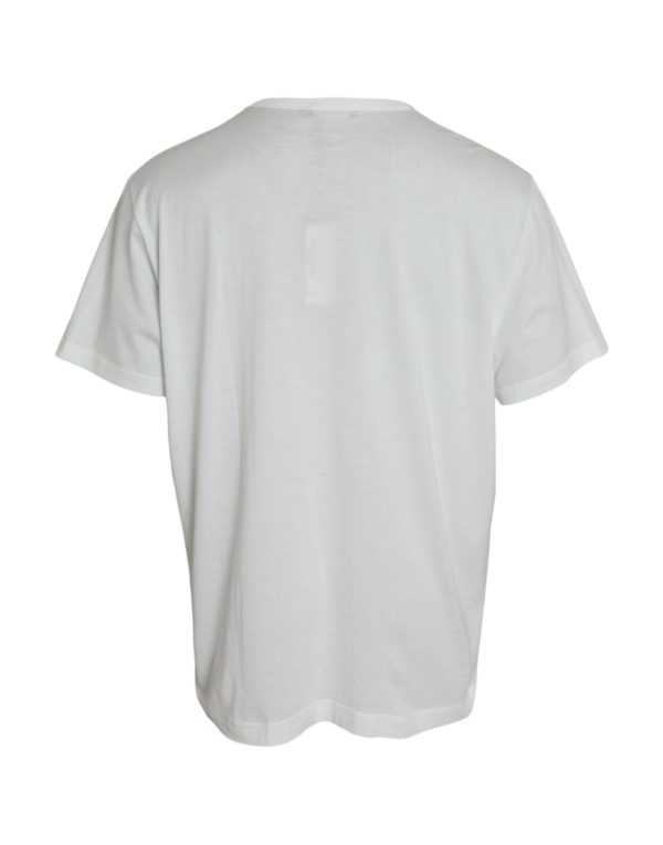 White Logo Embossed Cotton Crewneck T-shirt - Image 2