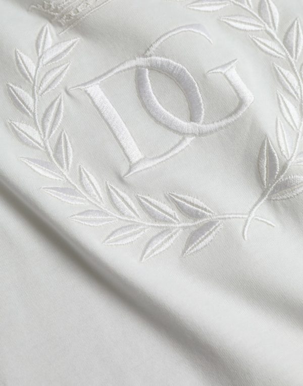 White Logo Embossed Cotton Crewneck T-shirt - Image 4
