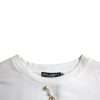 White Embellished Cotton Crew Neck T-shirt - Image 3