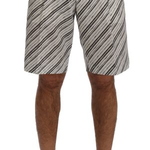 Elegant Striped Cotton-Linen Shorts