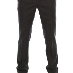 Elegant Gray Striped Wool Formal Trousers