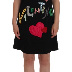 Black Crystal-Embellished Stretch Mini Dress