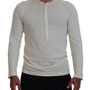 Beige Cotton Linen Long Sleeves Pullover Sweater