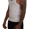 White Cotton Linen Sleeveless Tank T-shirt - Image 2