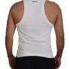 White Cotton Linen Sleeveless Tank T-shirt - Image 3